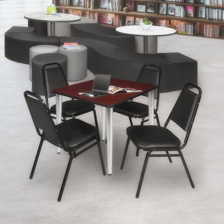 Regency Kahlo Square Table & Chair Sets, 30 W, 30 L, 29 H, Wood, Metal, Vinyl Top, Mahogany TPL3030MHCM29BK
